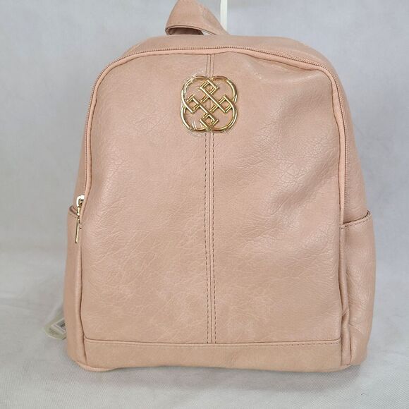 New DAISY FUENTES Blush Faux Lather Double Zip Around Backpack $98 - Picture 1 of 10
